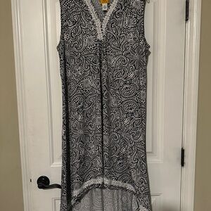 Ruby Rd. Black and White Paisley High Low Dress
